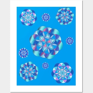 Flower of life, royal blue Posters and Art